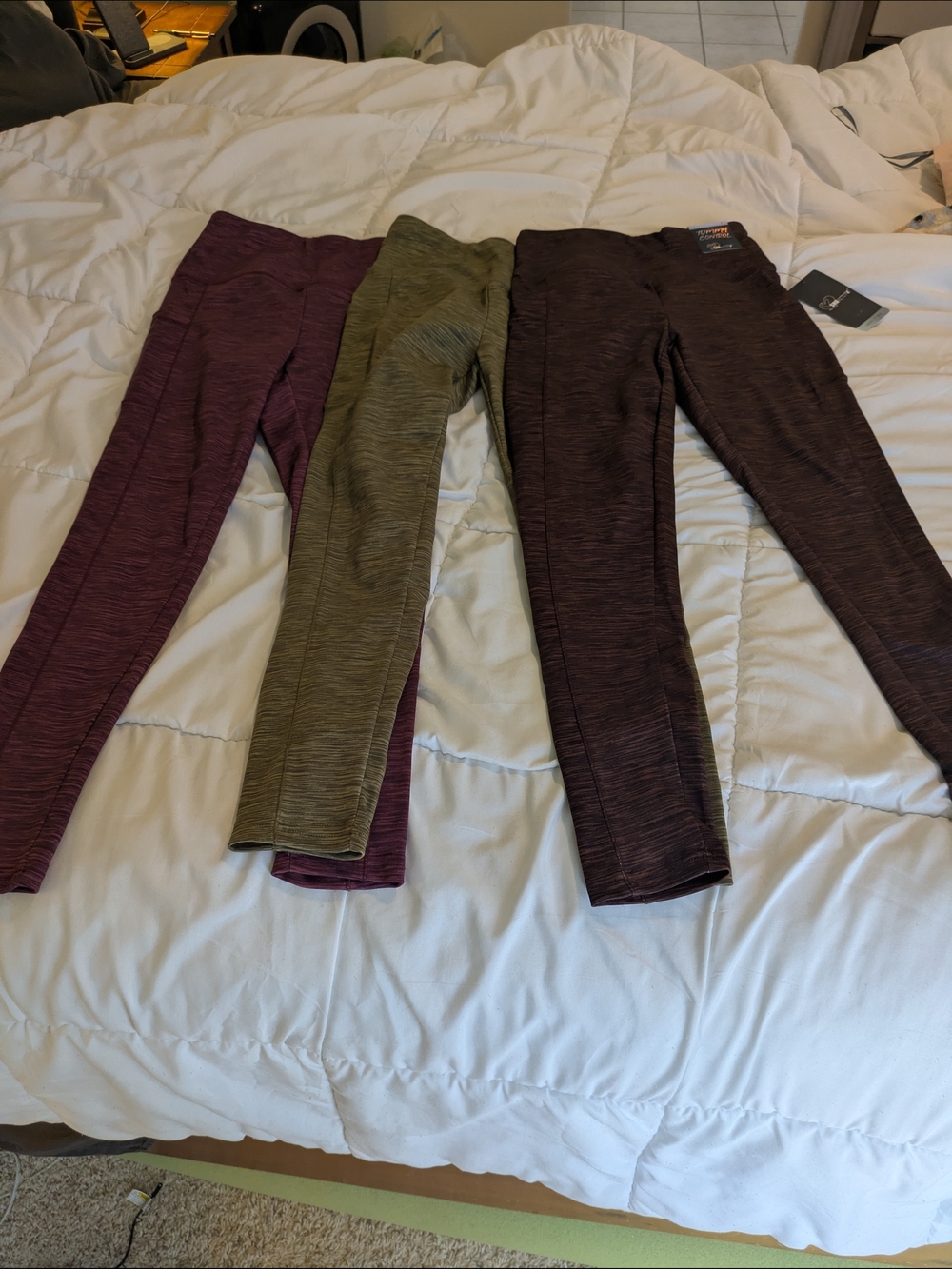 Shoactive Women's Leggings in Plum, Olive, and Chocolate Brown